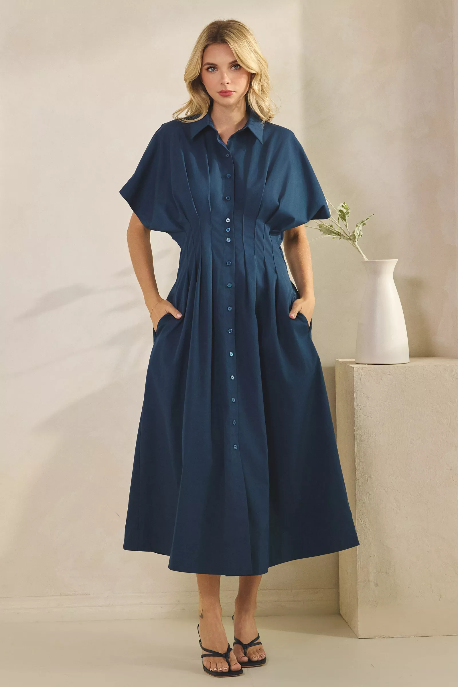 BUTTON DOWN SHIRT MAXI DRESS