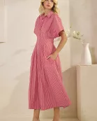 STRIPE BUTTON DOWN SHIRT MAXI DRESS