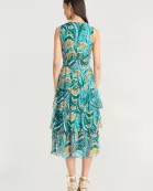 MIDI DRESS WITH RUFFLE SKIRT AND PUFF SLV