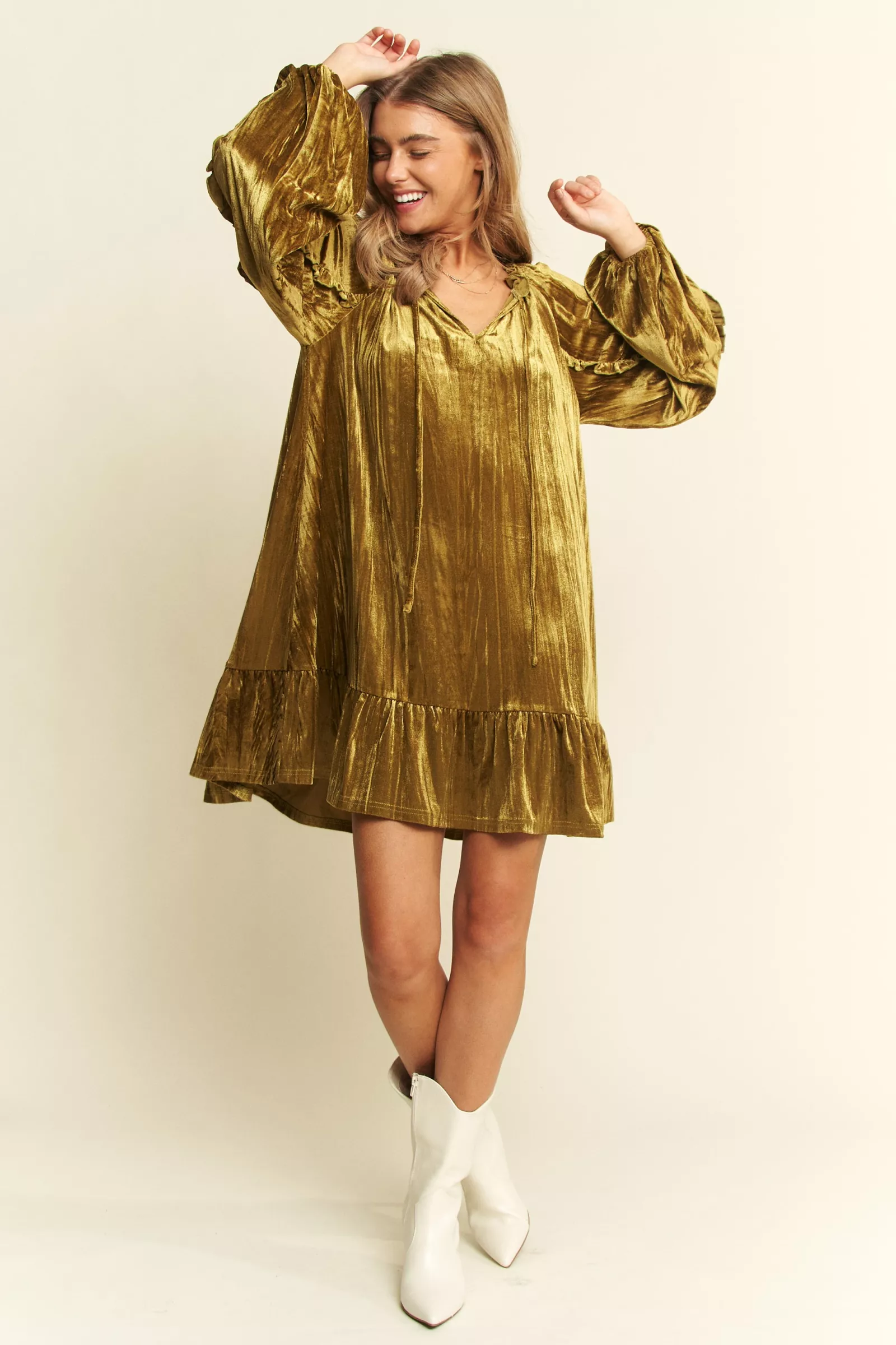 MID FALL Crushed velvet mini dress