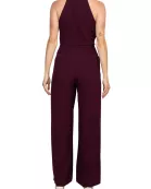 Julia Jordan Stretch Criss Cross Halter Neckline Sleeveless Crepe Jumpsuit With Pockets