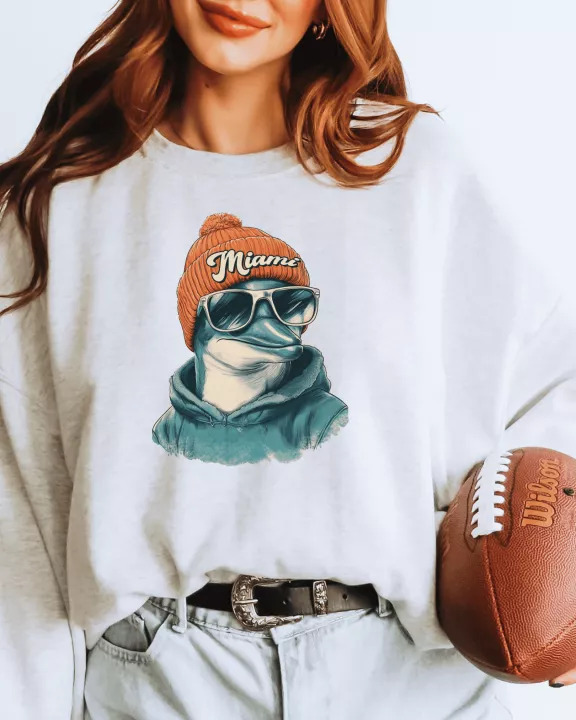 Vintage Dolphins Football Graphic Crew