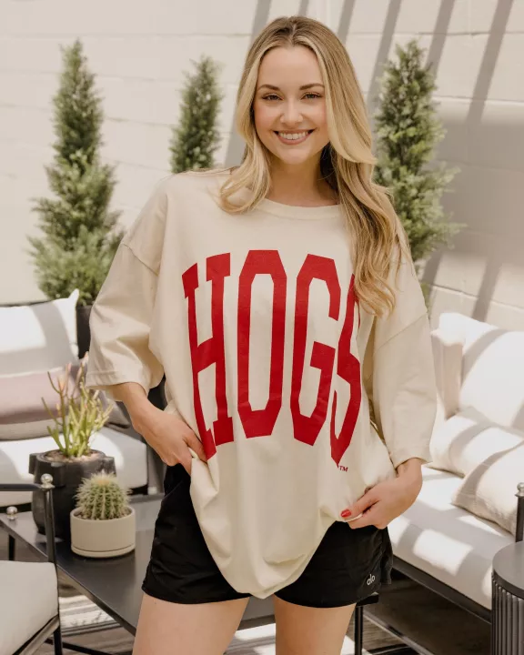 Arkansas Razorbacks Tall Boy Off White One Size Tee