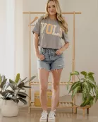 Vols Quilted Puff Ink Gray Cropped Tee