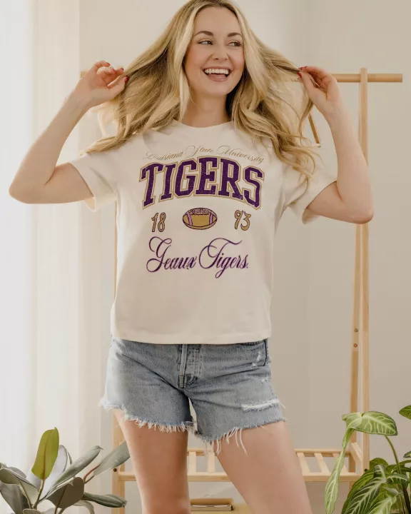 LSU Tigers Wave Arch Vintage White Ellie Perfect Tee