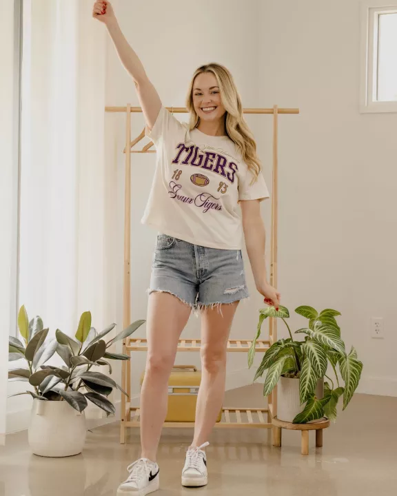 LSU Tigers Wave Arch Vintage White Ellie Perfect Tee