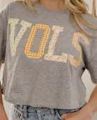 Vols Quilted Puff Ink Gray Cropped Tee