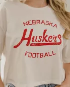 Nebraska Huskers Football Stencil Off White Cropped Tee