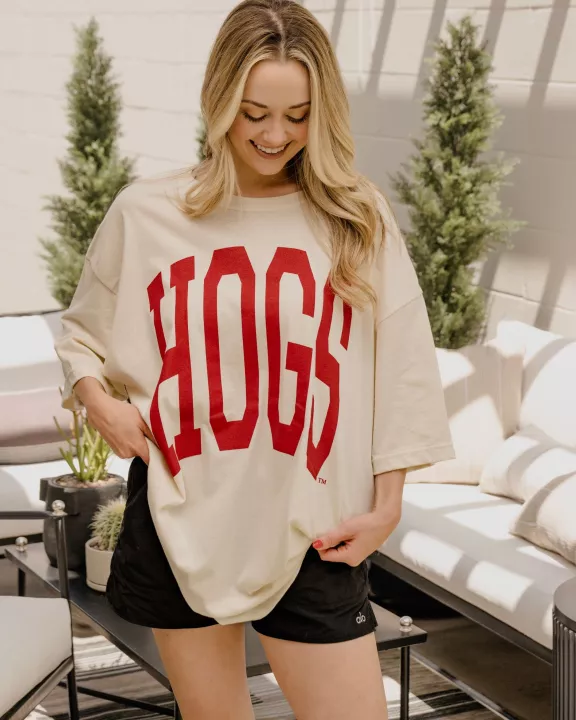 Arkansas Razorbacks Tall Boy Off White One Size Tee