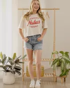 Nebraska Huskers Football Stencil Off White Cropped Tee