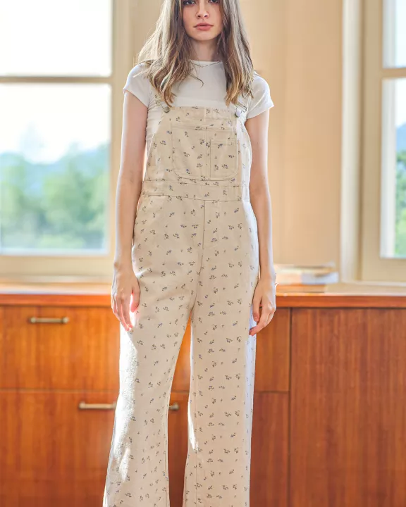 RP2544 - Floral-Patterned Relaxed Overalls (2S-2M-2L)