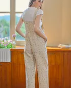 RP2544 - Floral-Patterned Relaxed Overalls (2S-2M-2L)