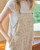 RP2544 - Floral-Patterned Relaxed Overalls (2S-2M-2L)