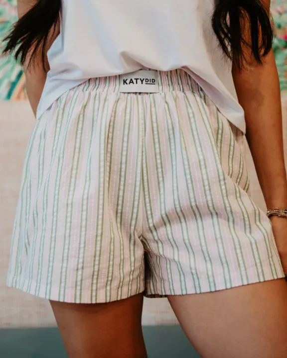 Light Pink and Green Striped Wholesale Boxers