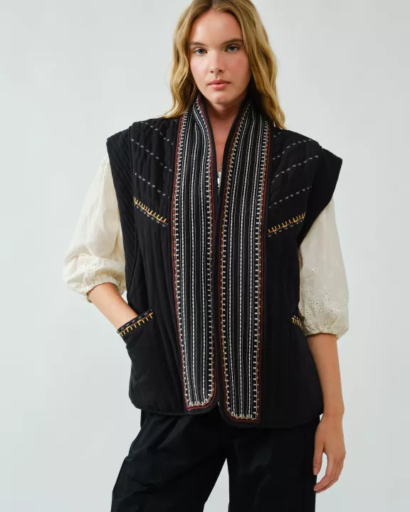 AJJ5066 SUPER OVERFIT EMBROIDERY QUILTED VEST