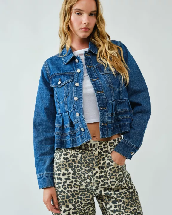 AJJ5078 LOVELY PEPLUM DENIM JACKET