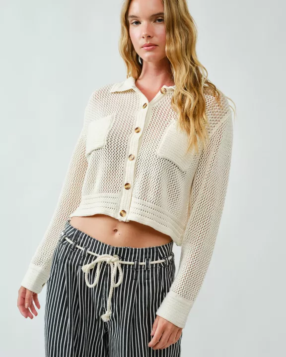 AJT5100 CROCHETED COTTON SWEATER SHIRTS CARDIGAN