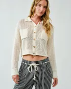 AJT5100 CROCHETED COTTON SWEATER SHIRTS CARDIGAN