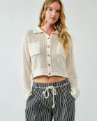 AJT5100 CROCHETED COTTON SWEATER SHIRTS CARDIGAN