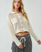 AJT5100 CROCHETED COTTON SWEATER SHIRTS CARDIGAN