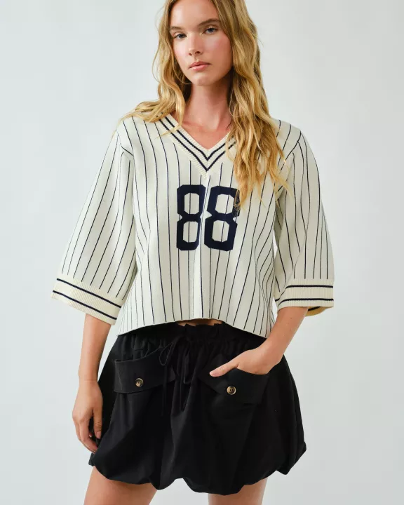 AJT5101 STRIPE GAME DAY STRIPE SWEATER TOP