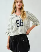 AJT5101 STRIPE GAME DAY STRIPE SWEATER TOP