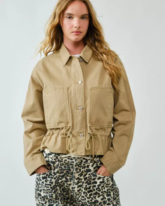 AJJ5112 TWILL UTILITY COMFY JACKET WITH DRAWSTRING DETAIL