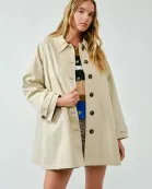 AJJ5143 A LINE TRENCH COAT WITH PLAID LINING