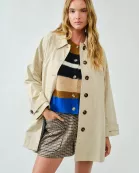 AJJ5143 A LINE TRENCH COAT WITH PLAID LINING