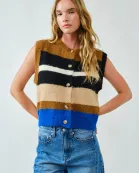 AJT5209 SOFT PULLOVER MULTICOLOR STRIPED SWEATER VEST
