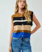 AJT5209 SOFT PULLOVER MULTICOLOR STRIPED SWEATER VEST