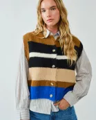 AJT5209 SOFT PULLOVER MULTICOLOR STRIPED SWEATER VEST