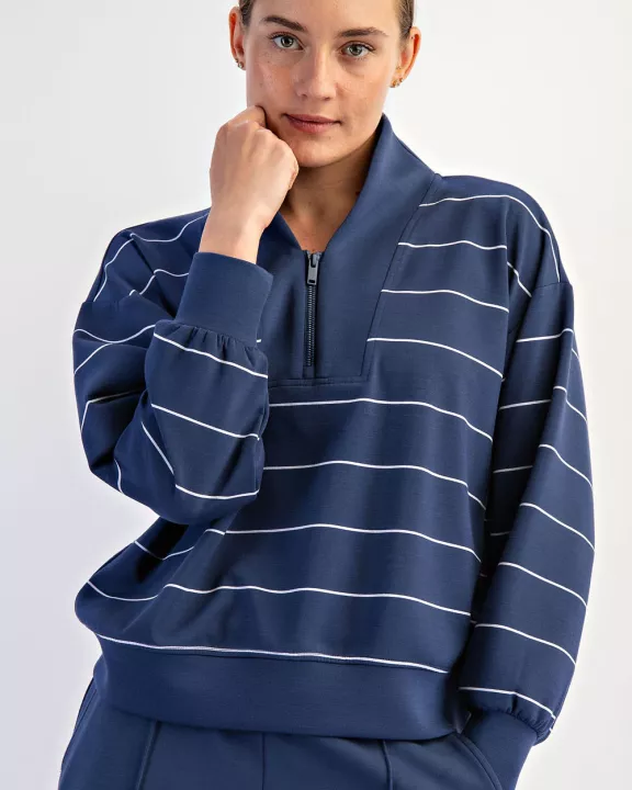 MODAL SCUBA STRIPE V-NECK JACKET