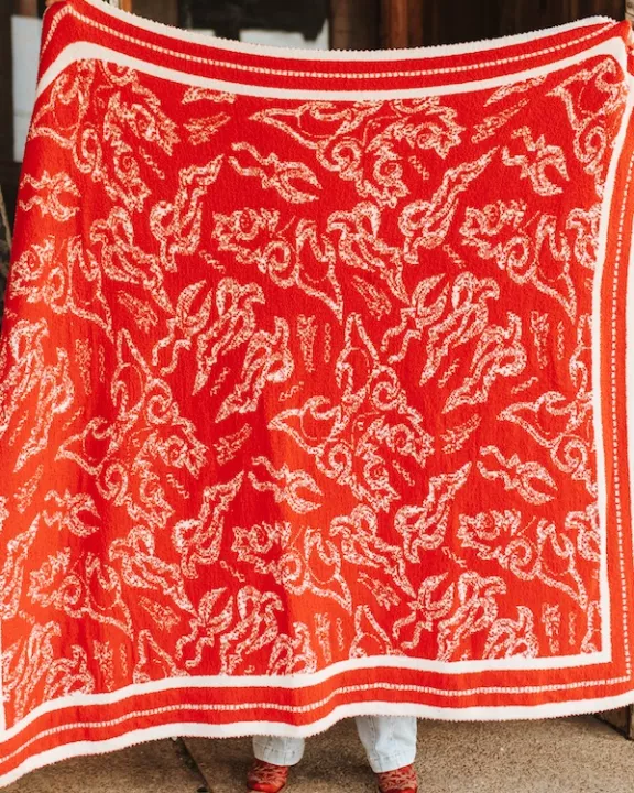 Red BootStitch Printed Polyester Microfiber Blanket (50in x 60in)