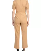 Nanette Lepore V-Neck Short Sleeve Tie Waist Solid Zipper Back Jumpsuit