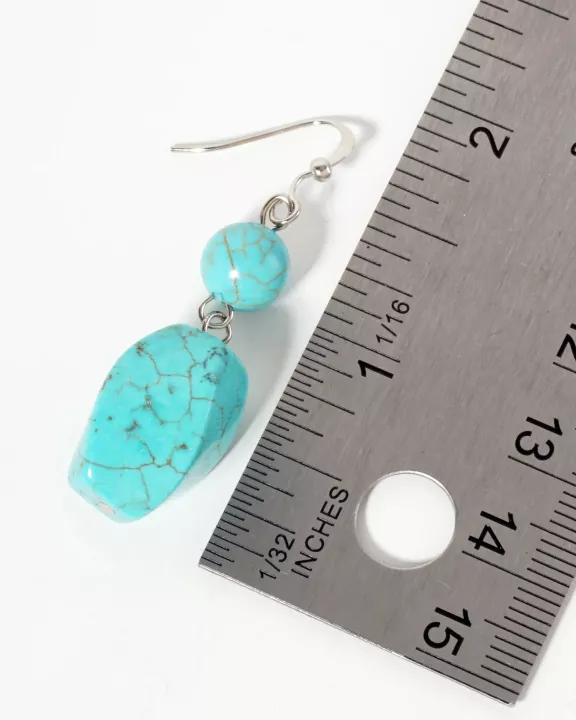 Turquoise Semi-Precious Natural-Stone Drop Dangle Earrings