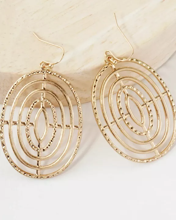 Shooting-Target Inspired Textured Filigree Oval Earrings