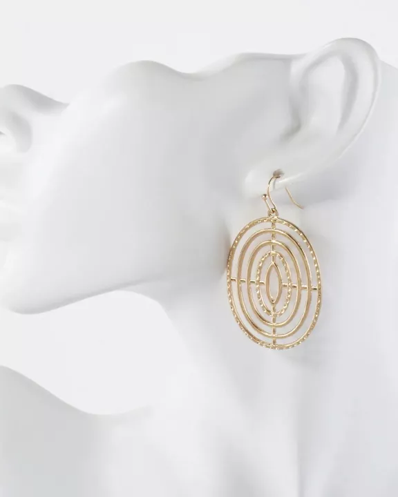 Shooting-Target Inspired Textured Filigree Oval Earrings