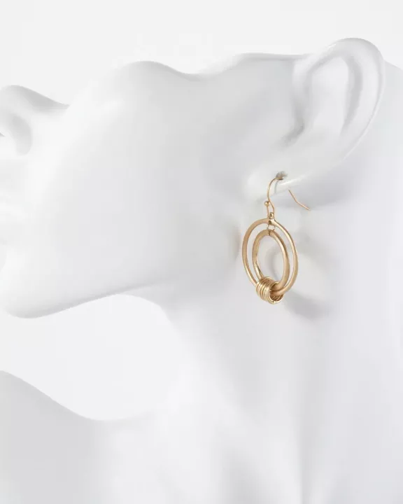 O-Ring Linked Double Circle Drop Earrings