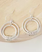 O-Ring Linked Double Circle Drop Earrings