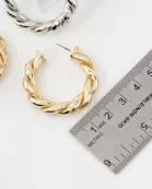 Polished Metal 35mm Twist Push-Back Hoop Earrings