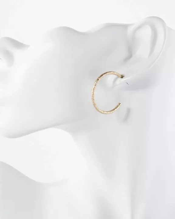 3PC-Set Sand-Texture 20-25-30mm Brass Push-Back Hoop Earrings