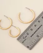 3PC-Set Sand-Texture 20-25-30mm Brass Push-Back Hoop Earrings