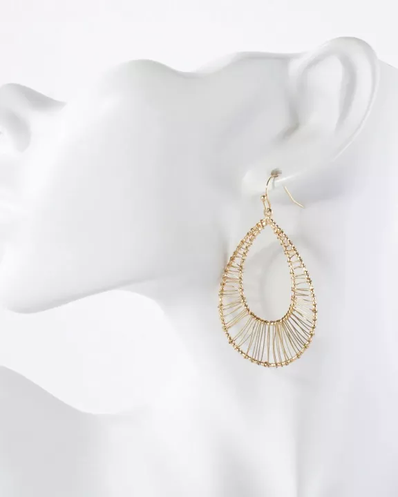 Wire Wrapped Double Teardrop Dangle Earrings