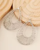 Wire Wrapped Double Teardrop Dangle Earrings
