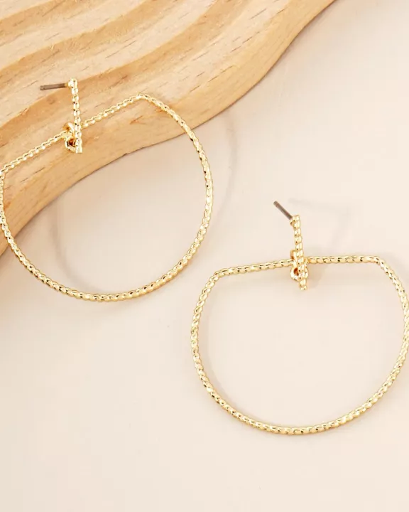Diamond-Cut Textured Metal Geometric Earrings