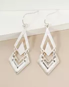 Layered Diamond Shape Geometric Dangle Earrings