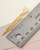 Brushed-Texture Heart Post Polished Chain Tassel Drop Earrings