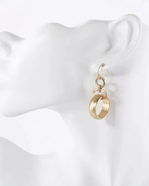 Metal Sleek Linked Circle Drop Earrings