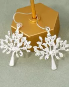 Textured Metal Tree-of-Life Dangle Earrings